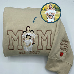 Custom Embroidered Sweatshirts & Hoodies - Personalized Full-Color Mother and Son Photo