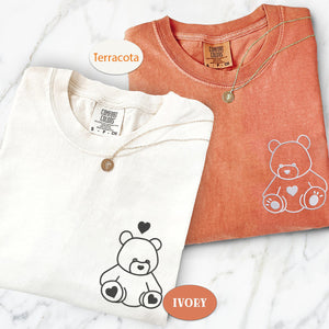 Custom Embroidered Teddy Bear Love Matching T-shirts for Couples