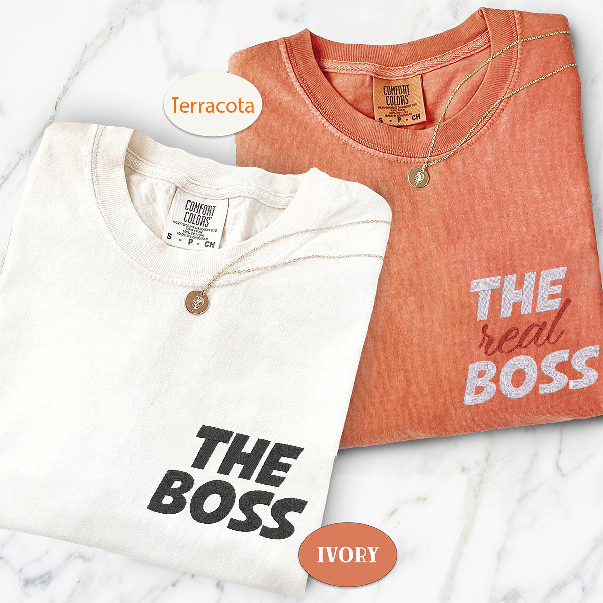 Custom Embroidered The Boss x The Real Boss Matching T-shirts for Couples