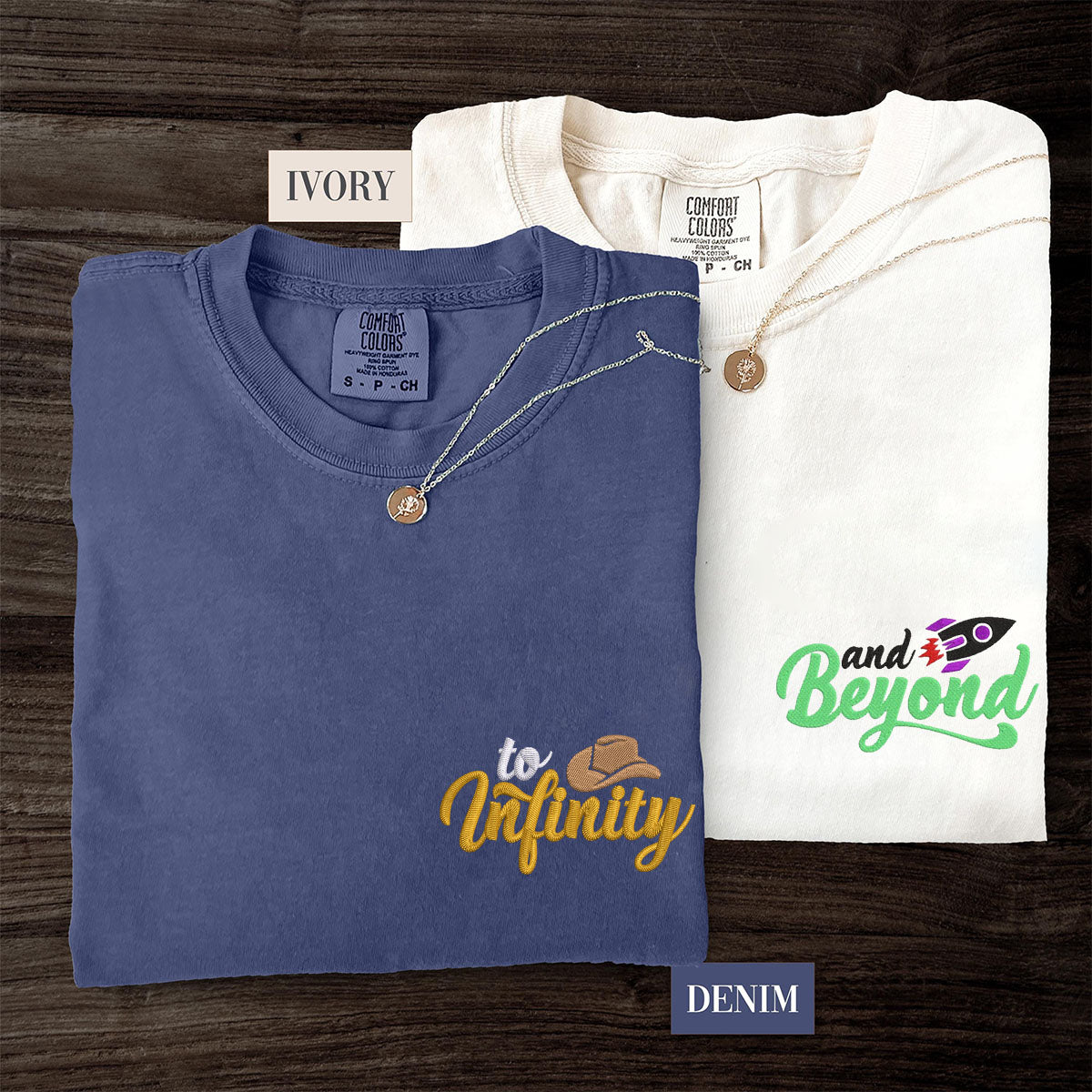 Custom Embroidered To Infinity And Beyond Matching T-shirts for Couples