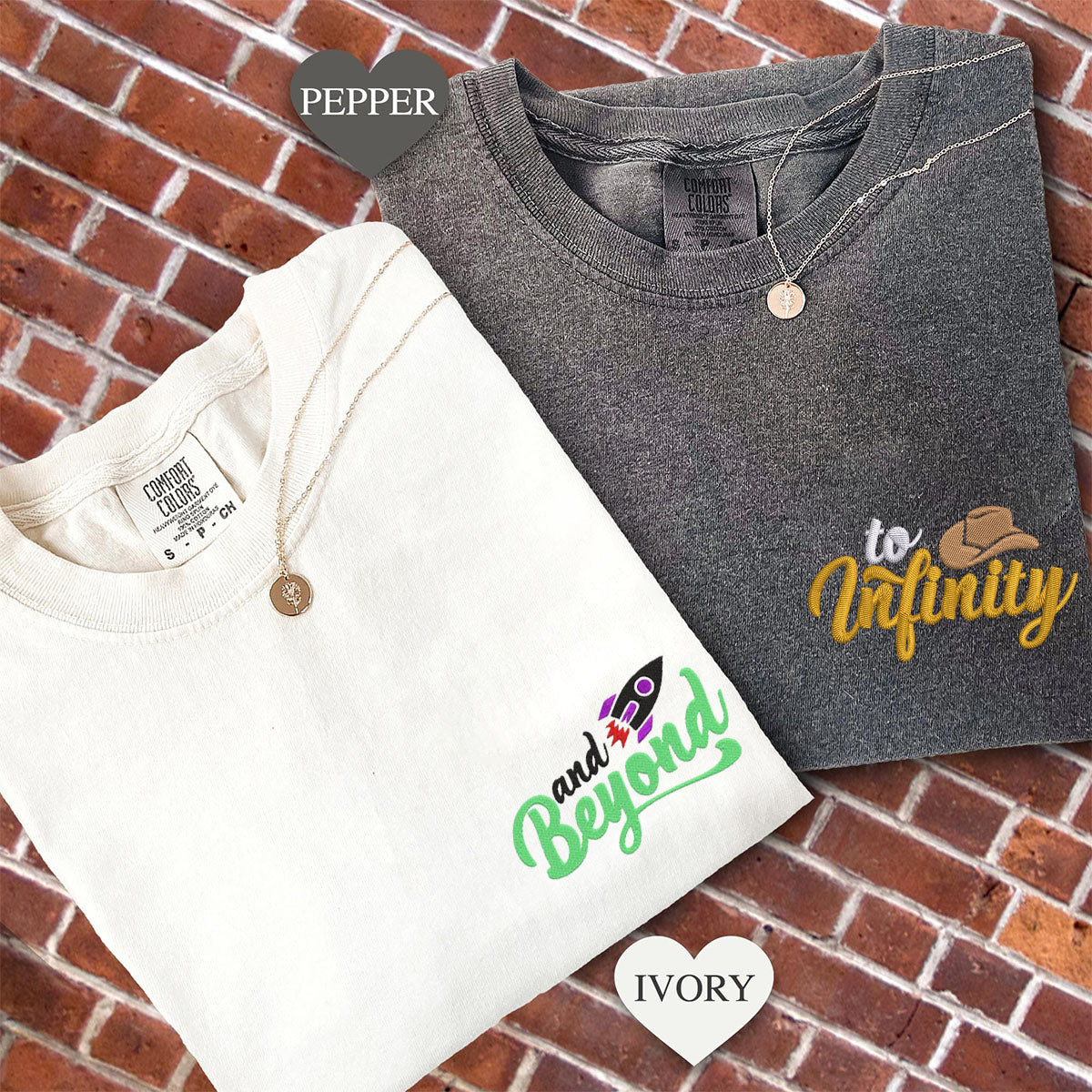 Custom Embroidered To Infinity And Beyond Matching T-shirts for Couples