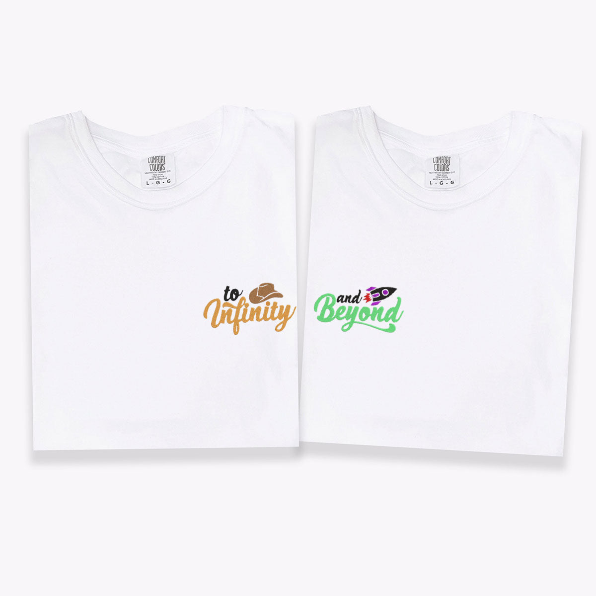 Custom Embroidered To Infinity And Beyond Matching T-shirts for Couples