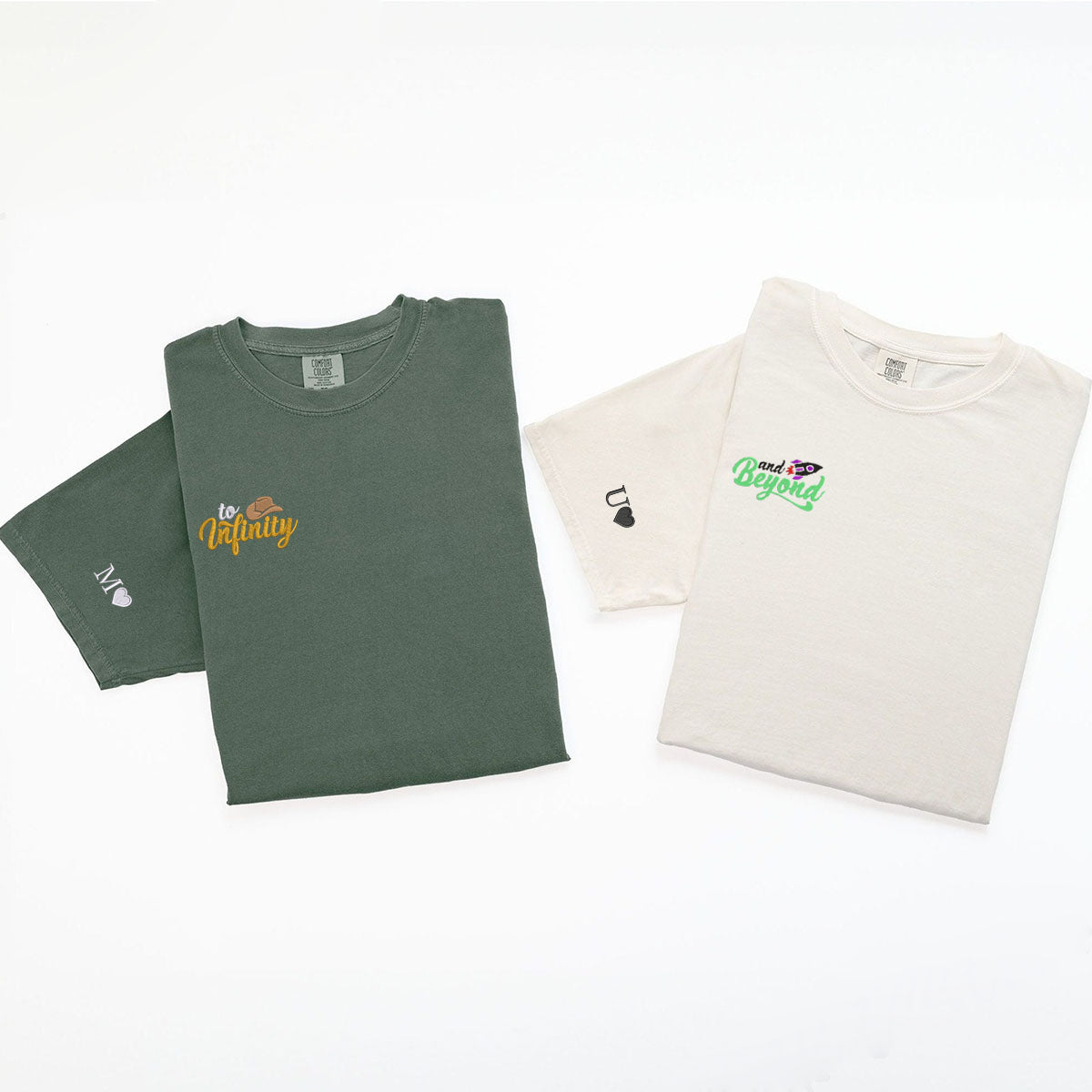 Custom Embroidered To Infinity And Beyond Matching T-shirts for Couples