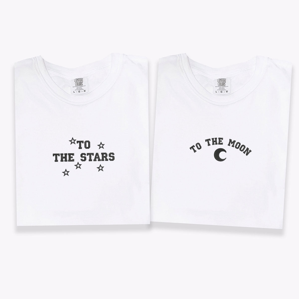 Custom Embroidered To The Moon &amp; Stars Matching T-shirts for Couples
