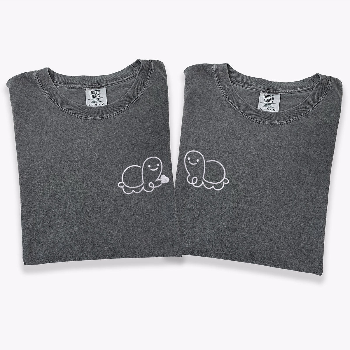 Custom Embroidered Turtle Love Matching T-shirts for Couples