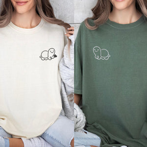 Custom Embroidered Turtle Love Matching T-shirts for Couples