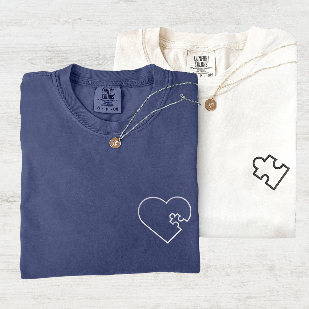 Custom Embroidered You Complete Me Heart Puzzle Matching T-shirts for Couples