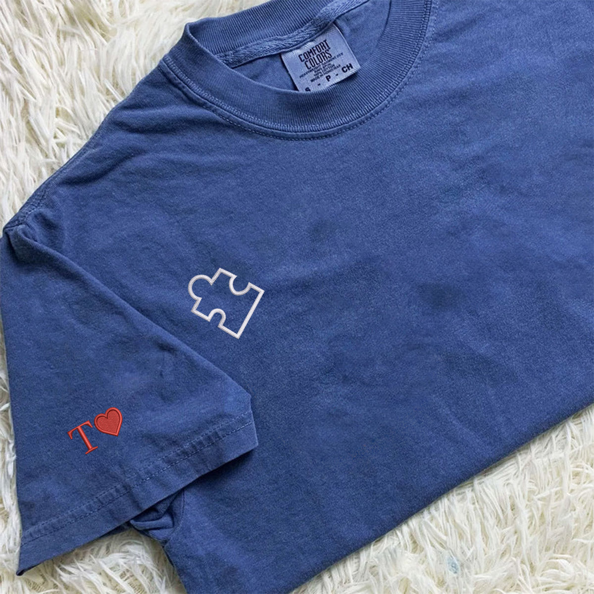 Custom Embroidered You Complete Me Heart Puzzle Matching T-shirts for Couples