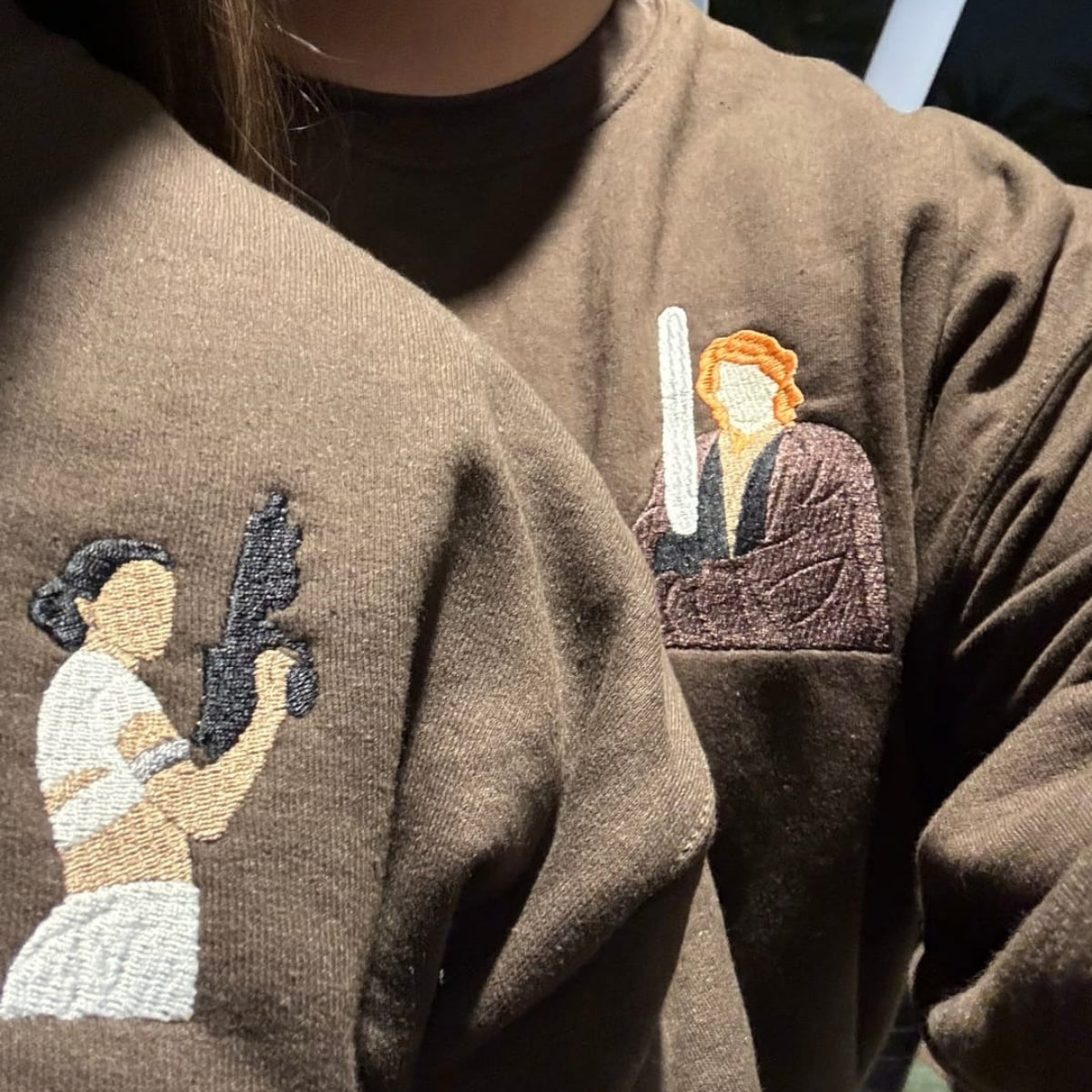 Couples Embroidered Sweatshirts, Custom Romantic Galaxy-Inspired Matching Sweater