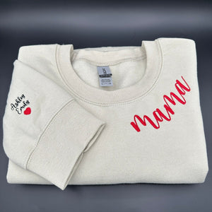 Custom Mom Collar - Personalized Mama Sweatshirt with Kid Names Embroidered, Mother's Day Gift, Birthday Gift for Mom