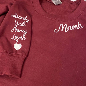Custom Mom Collar - Personalized Mama Sweatshirt with Kid Names Embroidered, Mother's Day Gift, Birthday Gift for Mom