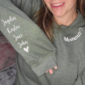 Custom Mom Collar - Personalized Mama Sweatshirt with Kid Names Embroidered, Mother's Day Gift, Birthday Gift for Mom