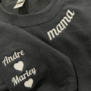 Custom Mom Collar - Personalized Mama Sweatshirt with Kid Names Embroidered, Mother's Day Gift, Birthday Gift for Mom