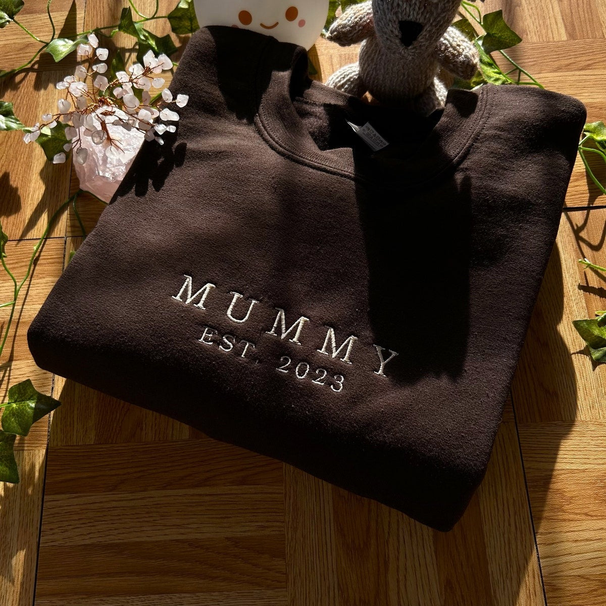Custom Mummy with Est Year Embroidered Sweatshirt, New Mom Sweatshirt, Mother's Day Gift, Hoodie for Mom