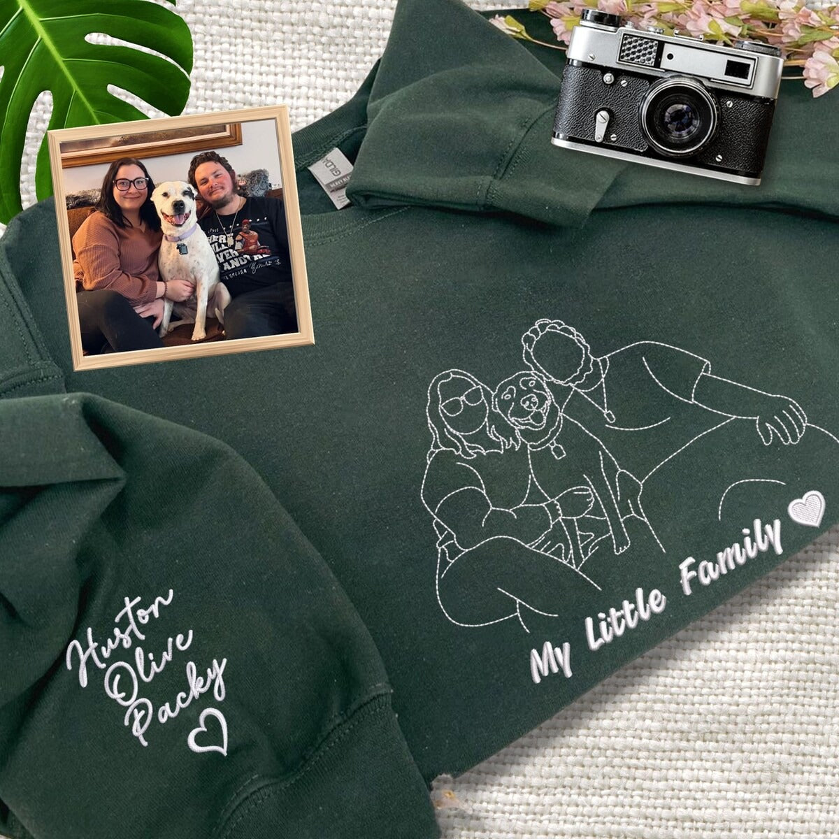 Custom Portrait Embroidered Sweatshirt, Family Portrait Hoodie From Photo, Best Gift for Mother&#39;s Day - Father&#39;s Day