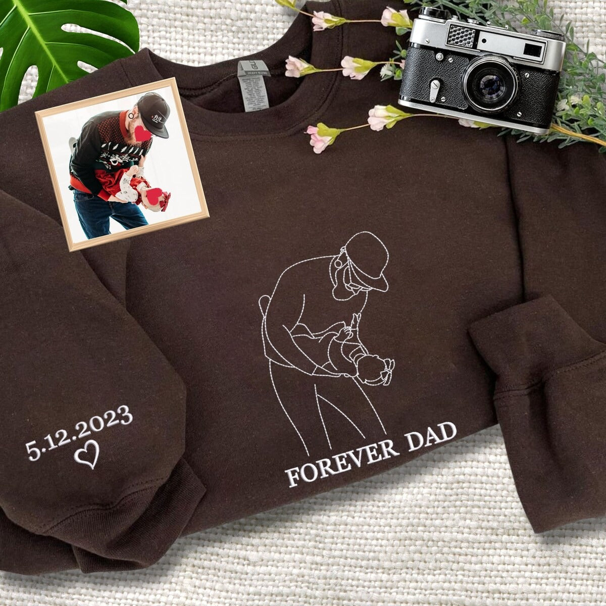 Custom Portrait Embroidered Sweatshirt, Family Portrait Hoodie From Photo, Best Gift for Mother&#39;s Day - Father&#39;s Day