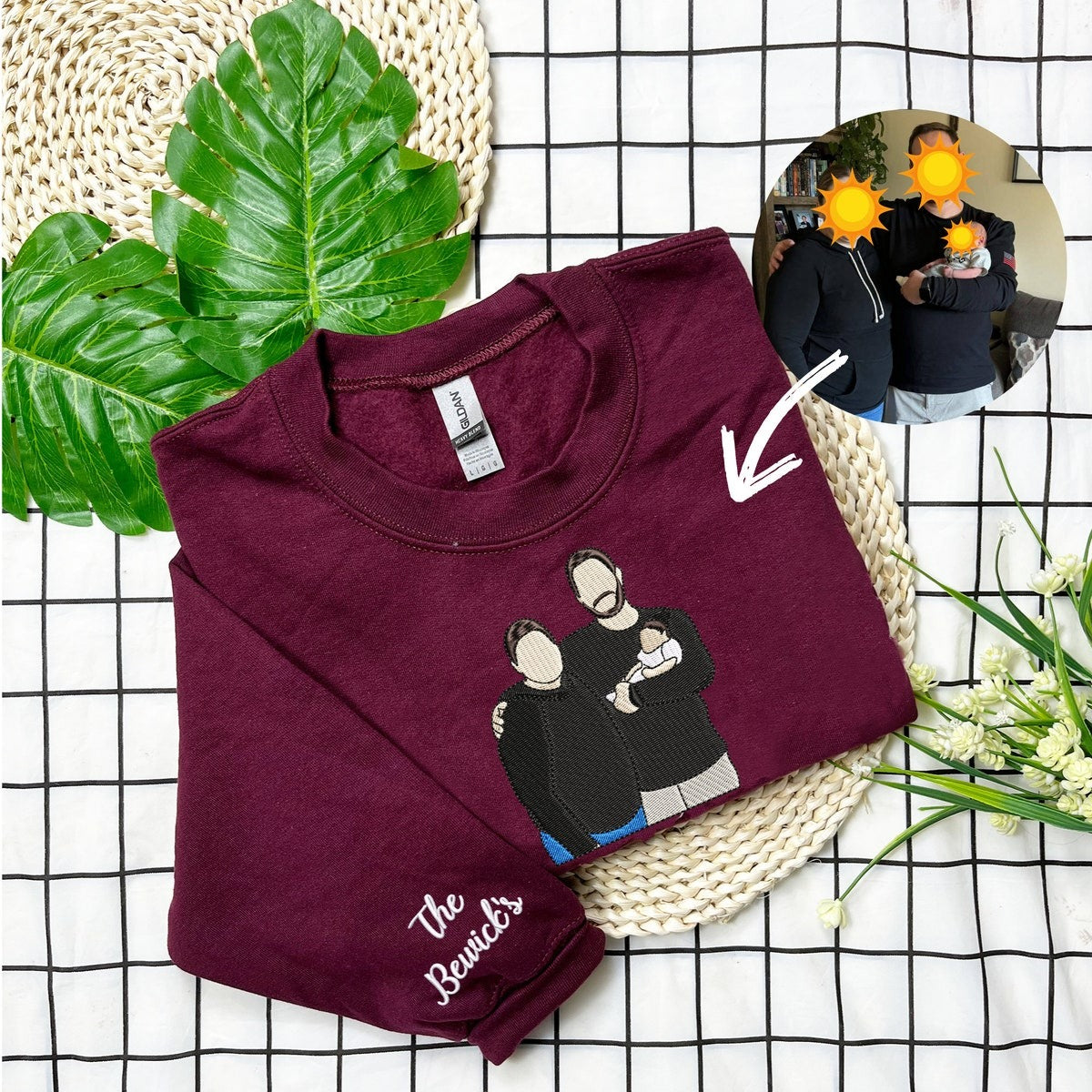 Custom Portrait From Photo Embroidered Sweatshirt For Mom, Personalized Hoodie With Photo, Mother&#39;s Day Gift