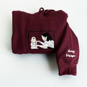 Custom Portrait From Photo Embroidered Sweatshirt For Mom, Personalized Hoodie With Photo, Mother's Day Gift