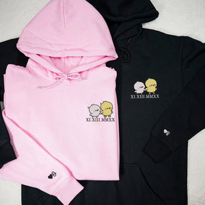 Custom Embroidered Hoodies | Matching Roman Numerals | Cute Chick Design