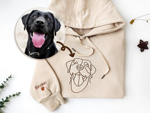 Custom Embroidered Pet Hoodie | Minimalist Line Art Dog Sweatshirt | Personalized Gift for Pet Lovers