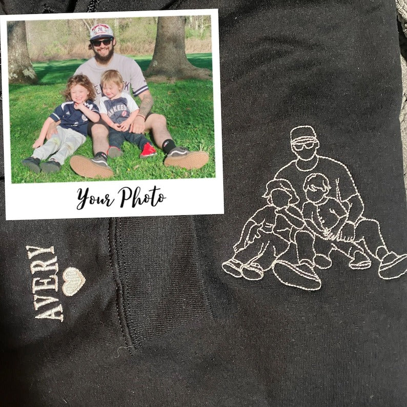 Dad Sweatshirt With Photo, Dad Hoodie Embroidered, Custom Fathers Day Shirts With Pictures, New Dad Gifts