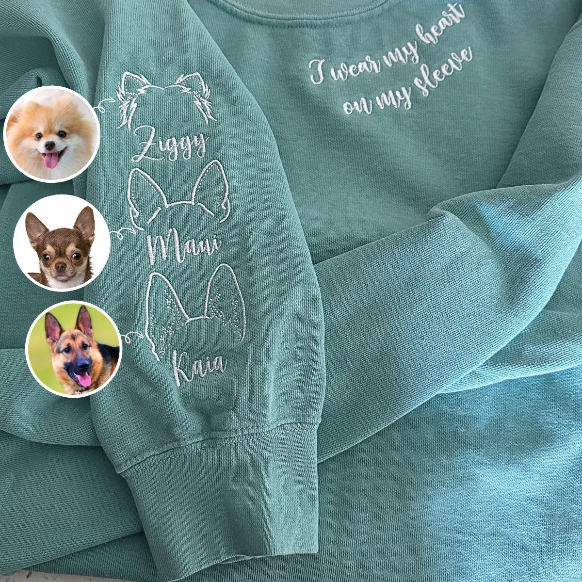 Custom Dog Ear Sweatshirt – Personalized Pet Name Hoodie