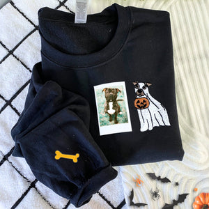 Custom Halloween Dog Embroidered Hoodie – Ghost Pet Outfit