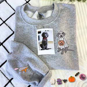 Custom Halloween Dog Embroidered Hoodie – Ghost Pet Outfit