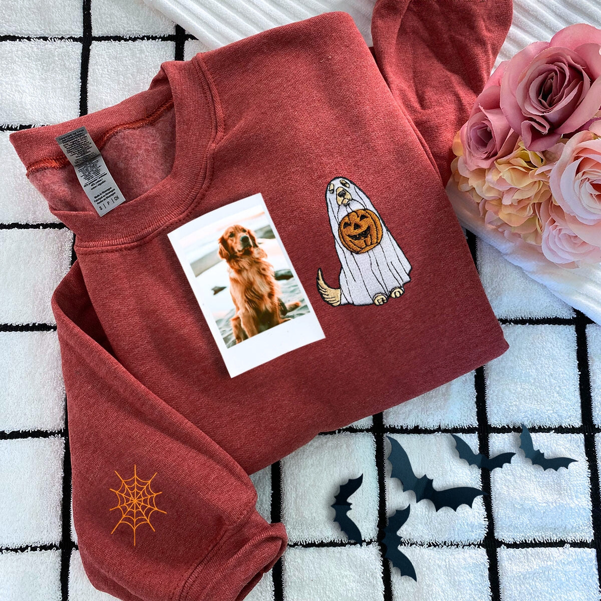 Custom Halloween Dog Embroidered Hoodie – Ghost Pet Outfit