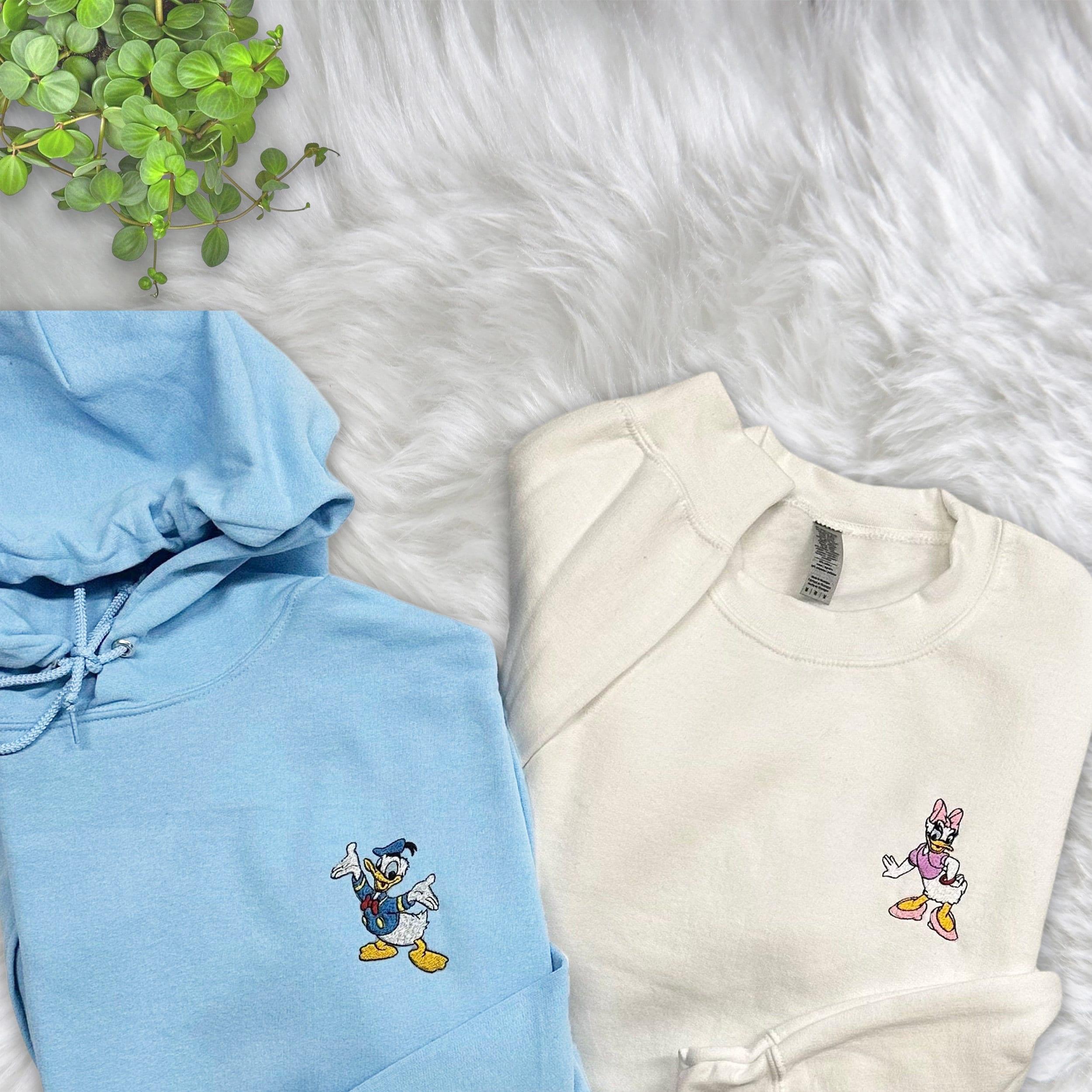 Custom Embroidered Hoodies For Couples, Custom Matching Couple Hoodies, Cartoon Duck Couple Lovely Embroidered Matching Couples Hoodie