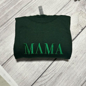 Embroidered MAMA Sweatshirt & Hoodie, Monochromatic Mother's Day Gift. Customizable Mama crewneck, Gift for her