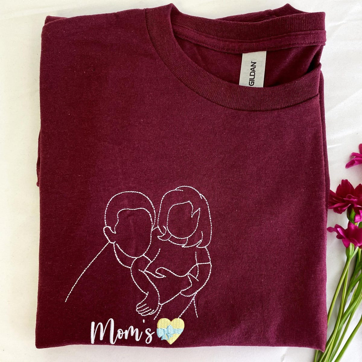 Embroidered Portrait from Photo Sweatshirt, Hoodie. Custom Mama, Family Portrait Sweatshirt, New Mom Gift