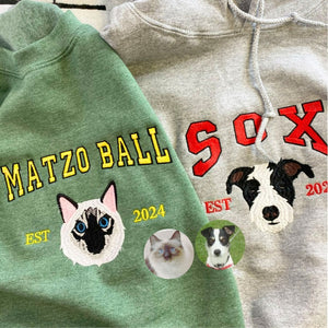Embroidered Dog Sweatshirt | Sweatshirt with Your Pet's Portrait Photo| Unique Gift for Pet Lovers
