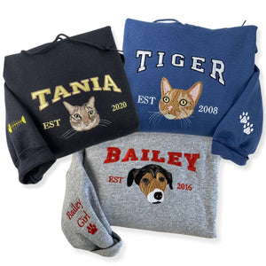 Embroidered Dog Sweatshirt | Sweatshirt with Your Pet's Portrait Photo| Unique Gift for Pet Lovers