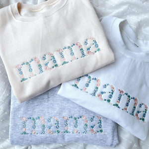 Floral Mama Embroidered Sweatshirt - Mother's Day Gift, Mama Crewneck, New Mom Gift, Gift for Mom