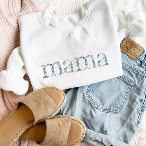 Floral Mama Embroidered Sweatshirt - Mother's Day Gift, Mama Crewneck, New Mom Gift, Gift for Mom