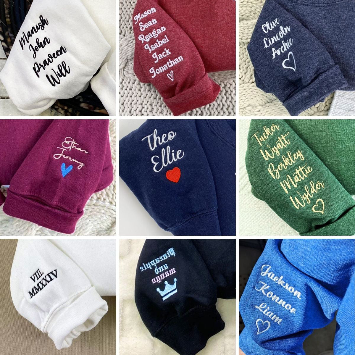 Personalized Embroidered Portrait Picture Outline Photo Couples Embroidered Sweatshirt