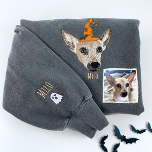 Custom Dog Embroidered Hoodie – Halloween Pet Outfit