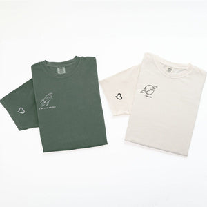 Custom Embroidered I Love You To The Moon And Back Matching T-shirts for Couples