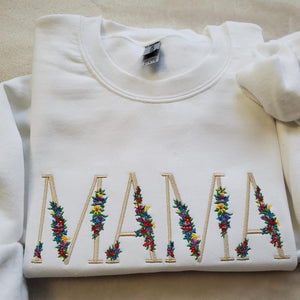 Personalized Mama Sweatshirt with Floral Embroidery | Custom Mother’s Day Gift | Embroidered Hoodie for Mom Birthday Present