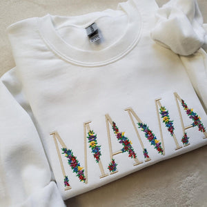 Personalized Mama Sweatshirt with Floral Embroidery | Custom Mother’s Day Gift | Embroidered Hoodie for Mom Birthday Present
