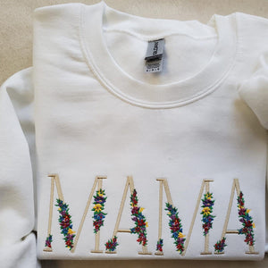Personalized Mama Sweatshirt with Floral Embroidery | Custom Mother’s Day Gift | Embroidered Hoodie for Mom Birthday Present