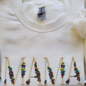 Personalized Mama Sweatshirt with Floral Embroidery | Custom Mother’s Day Gift | Embroidered Hoodie for Mom Birthday Present