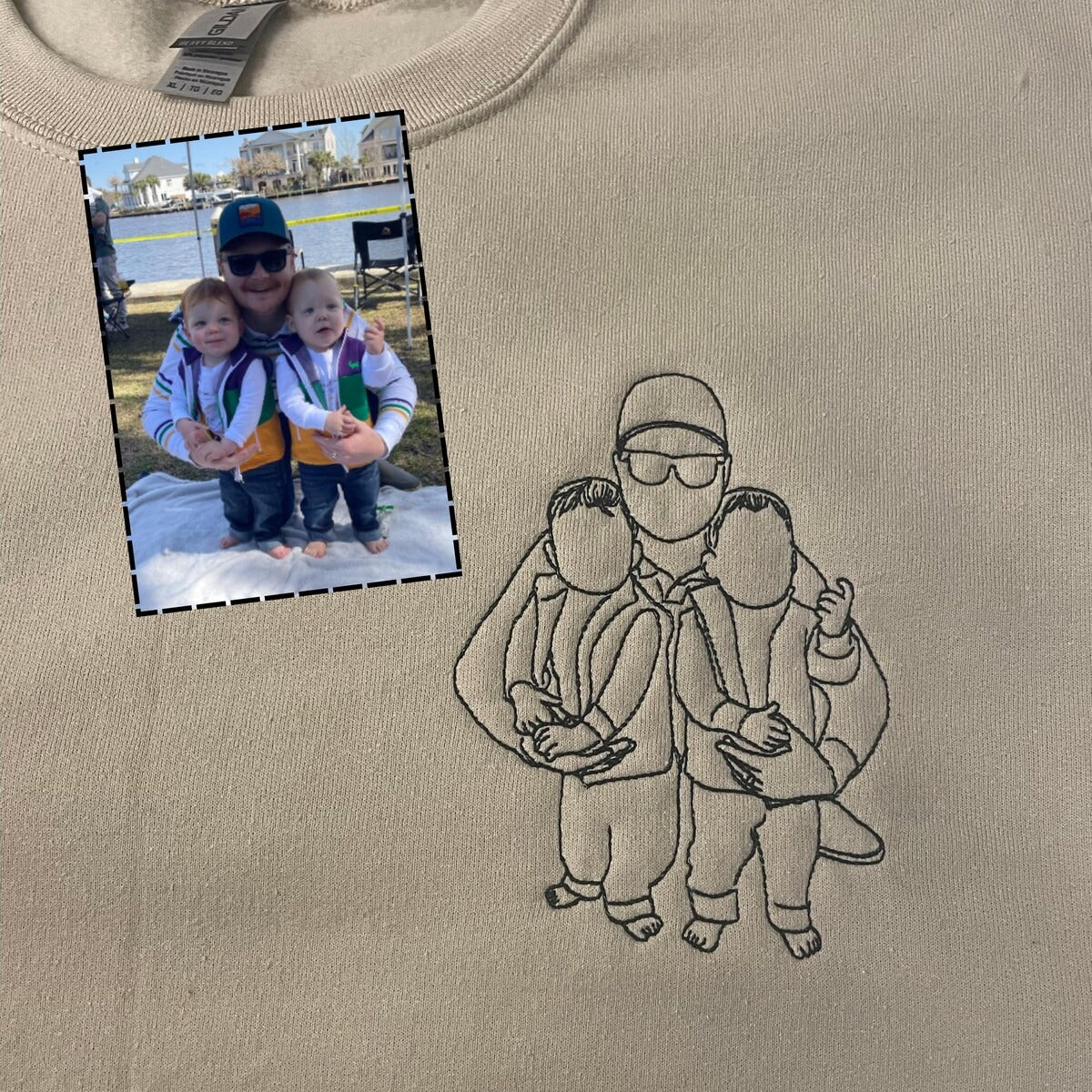 Mama Embroidered Sweatshirt - Hoodie, Custom Mama Portrait Shirt From Picture, Mama Neckline, Personalized Gift For Mom on Christmas