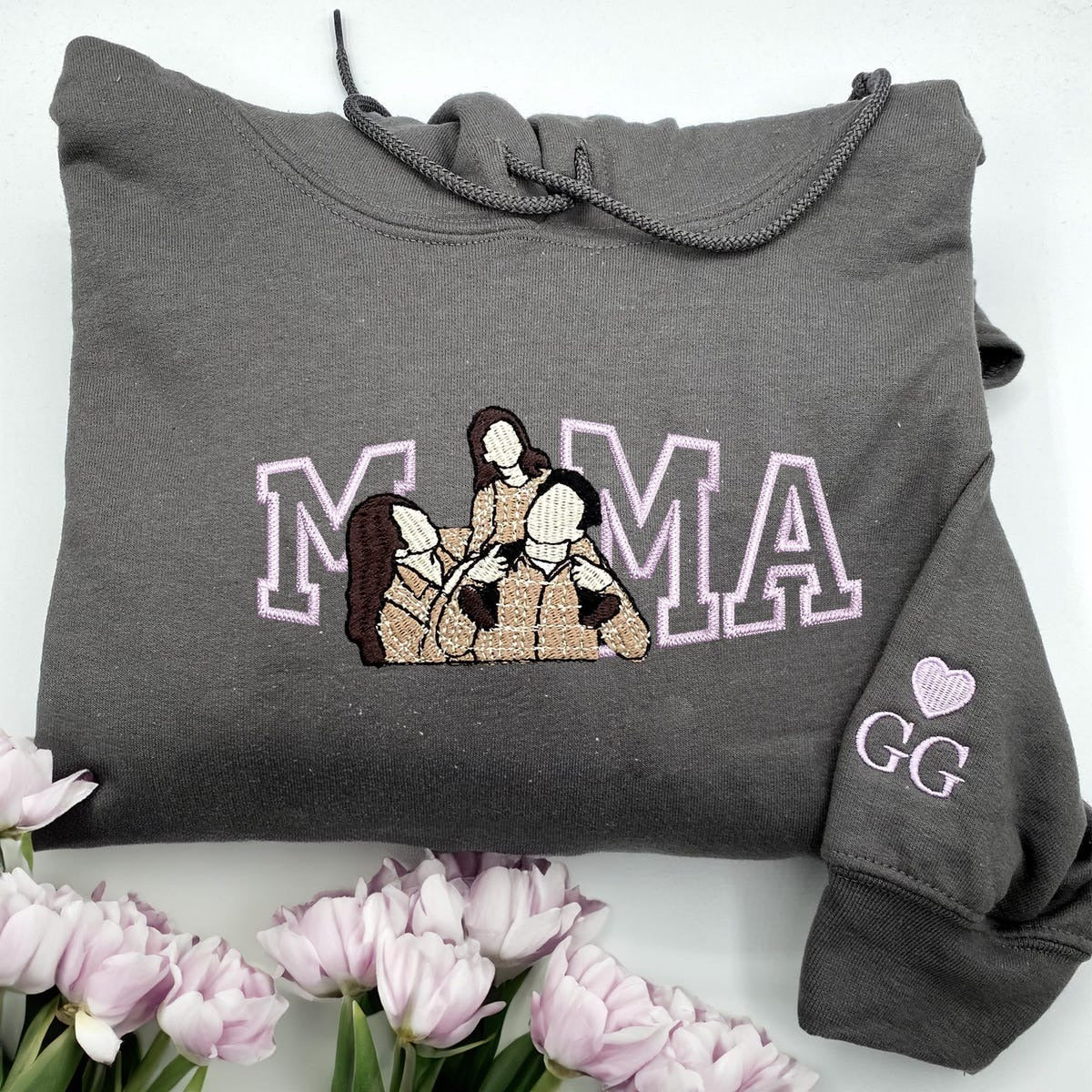 Mama Sweatshirt with Portrait From Photo, Personalized Portrait from Photo Hoodie, Picture Sweatshirt For Mom and Dad