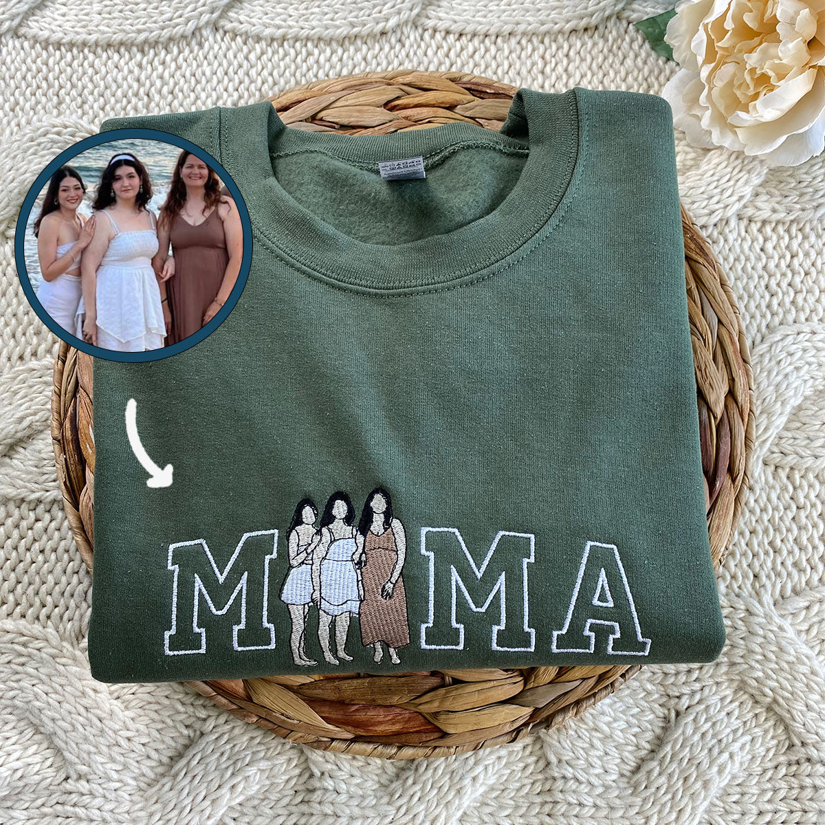 Mama Sweatshirt with Portrait From Photo, Personalized Portrait from Photo Hoodie, Picture Sweatshirt For Mom and Daughter