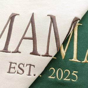 Mom Embroidered Sweatshirt with Est Year, Mama Hoodie, Memorial Gift, Mother's day