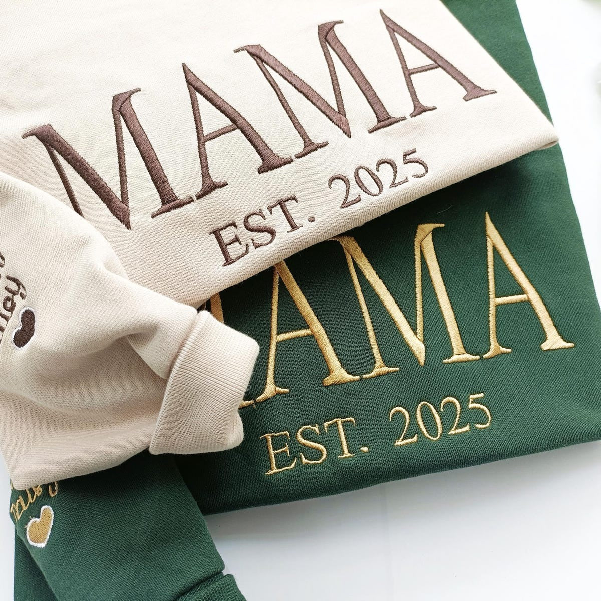 Mom Embroidered Sweatshirt with Est Year, Mama Hoodie, Memorial Gift, Mother's day