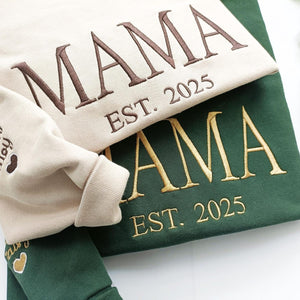 Mom Embroidered Sweatshirt with Est Year, Mama Hoodie, Memorial Gift, Mother's day