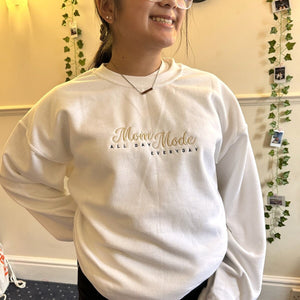 Mom Mode Embroidered Sweatshirt, Hardworking Mum Sweatshirt , Mother's Day Sweatshirt, Gift Ideas For Mums